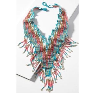 NWT Anthropologie Sunset Beaded Necklace Blue